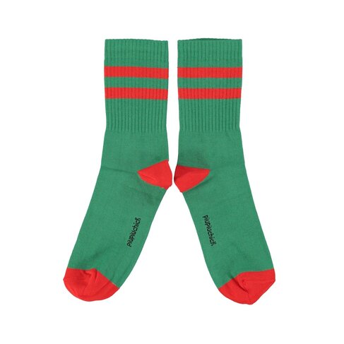 Piupiuchick socks | green with red stripes