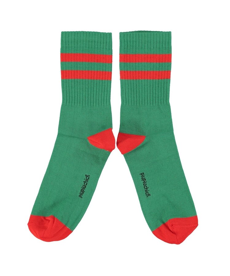 Piupiuchick socks | green with red stripes