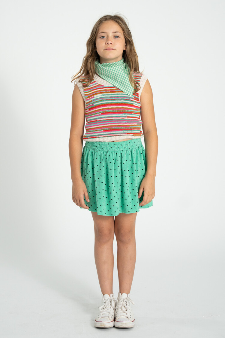 Piupiuchick short skirt | green w/ black hearts allover