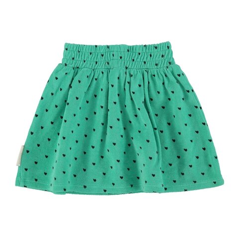 Piupiuchick short skirt | green w/ black hearts allover