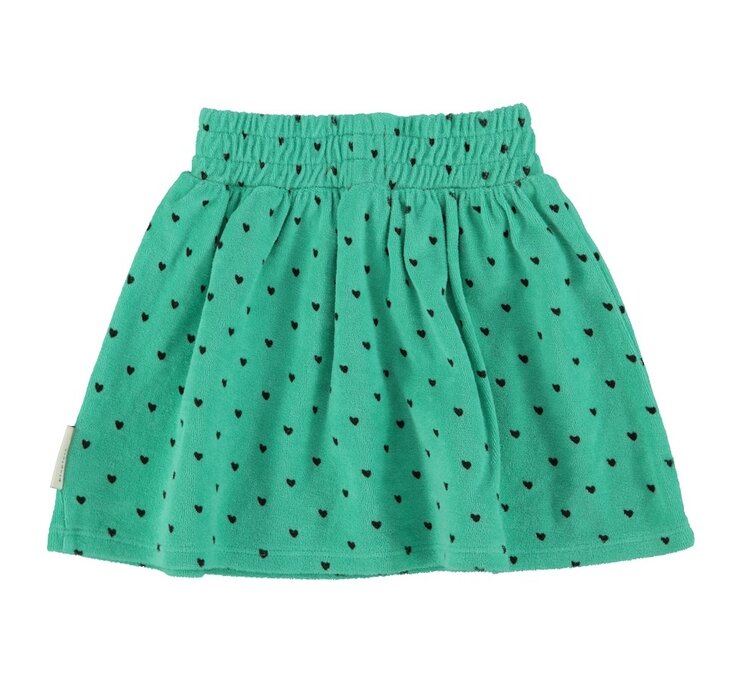Piupiuchick short skirt | green w/ black hearts allover