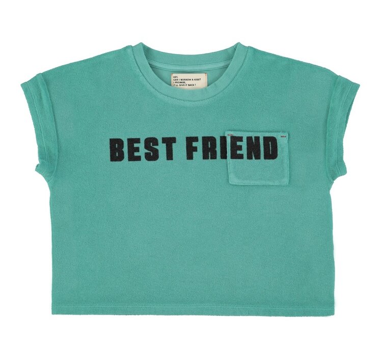 Piupiuchick t'shirt | turquoise w/ "best friend" print