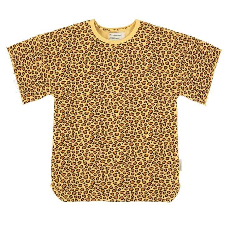 Piupiuchick t shirt dress | mustard animal print