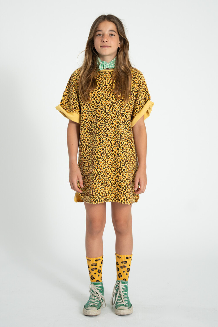 Piupiuchick t shirt dress | mustard animal print