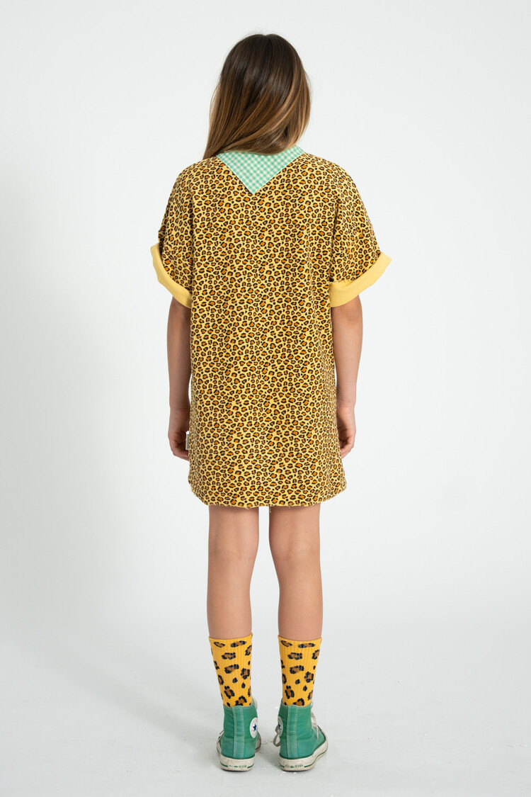 Piupiuchick t shirt dress | mustard animal print
