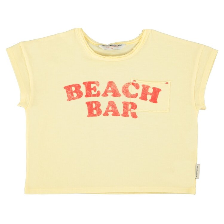 Piupiuchick t'shirt | light yellow w/ "beach bar" print