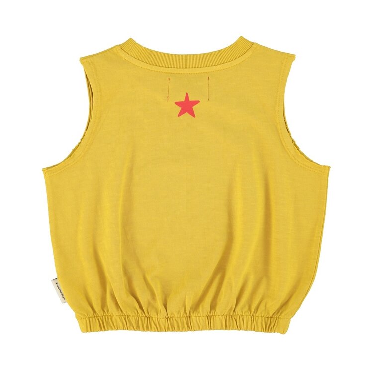 Piupiuchick sleeveless top | mustard w/ apple print