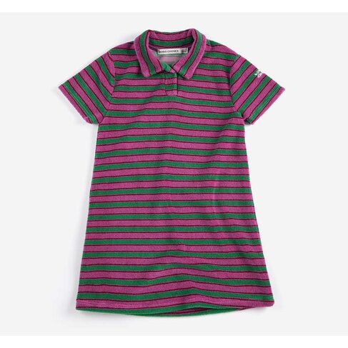 Bobo Choses Striped terry cloth polo dress