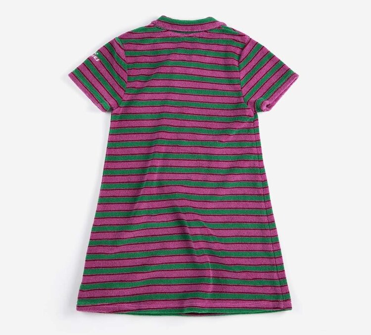 Bobo Choses Striped terry cloth polo dress