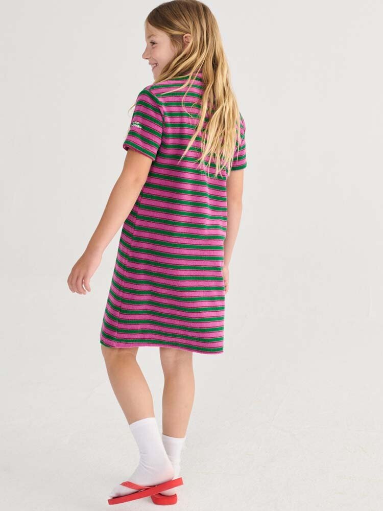 Bobo Choses Striped terry cloth polo dress