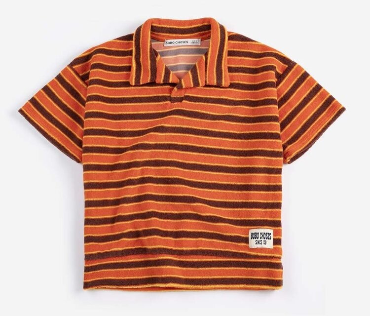 Bobo Choses Striped Brick terry cloth polo