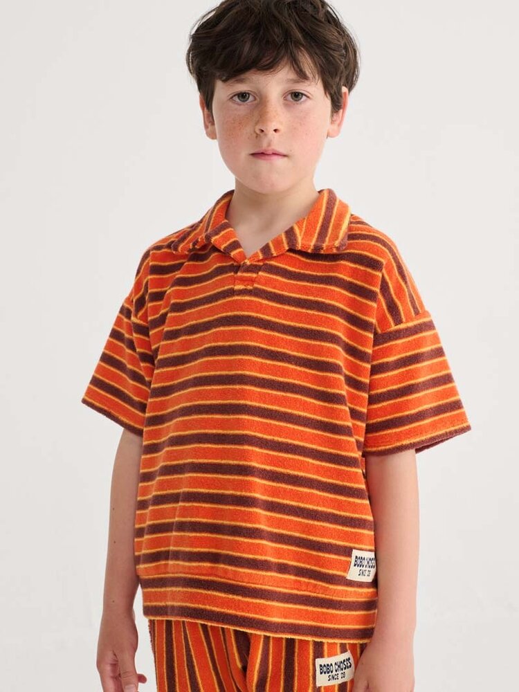 Bobo Choses Striped Brick terry cloth polo