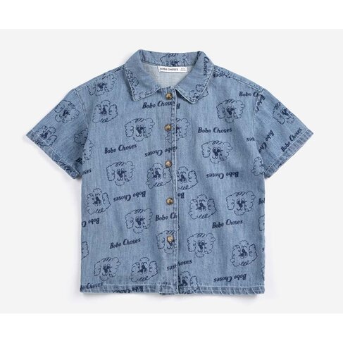 Bobo Choses Pickle The Dog all over denim shirt