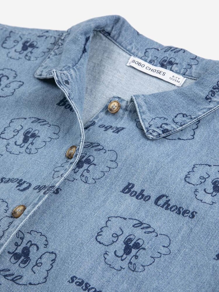 Bobo Choses Pickle The Dog all over denim shirt