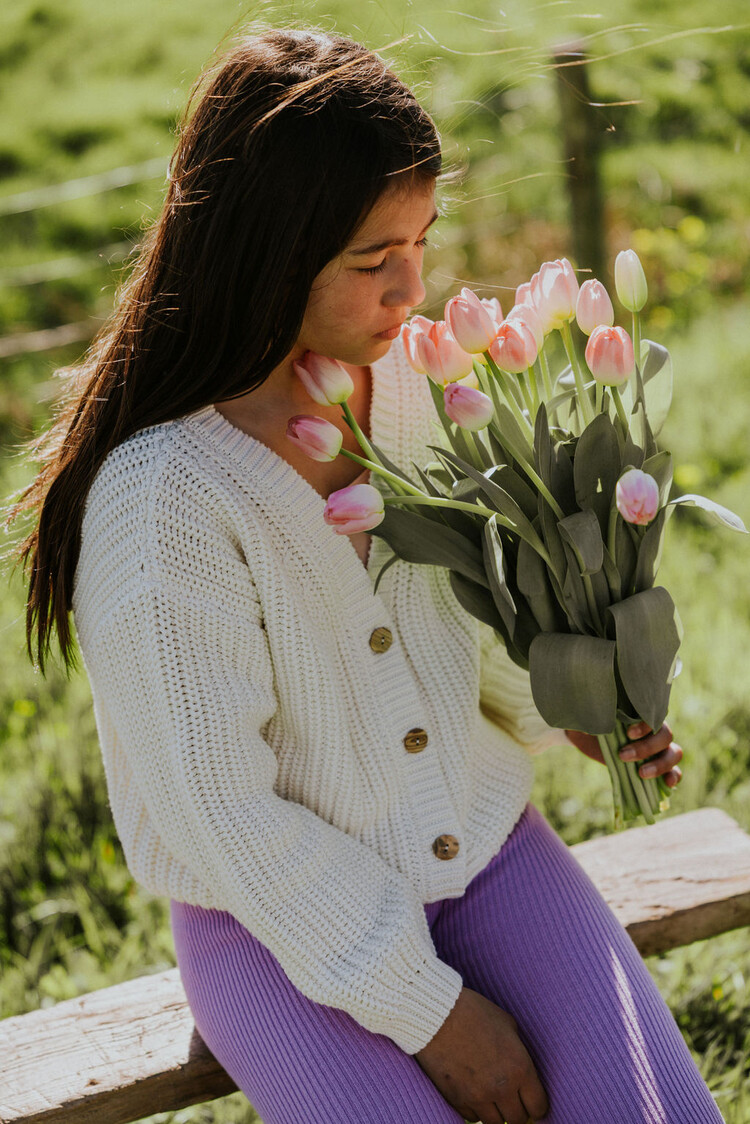 Yuki kidswear Chunky knitted Cardigan - Stone White