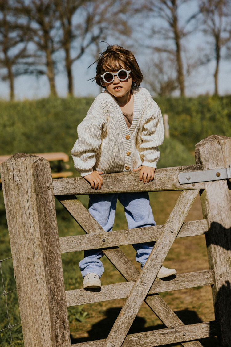 Yuki kidswear Chunky knitted Cardigan - Stone White