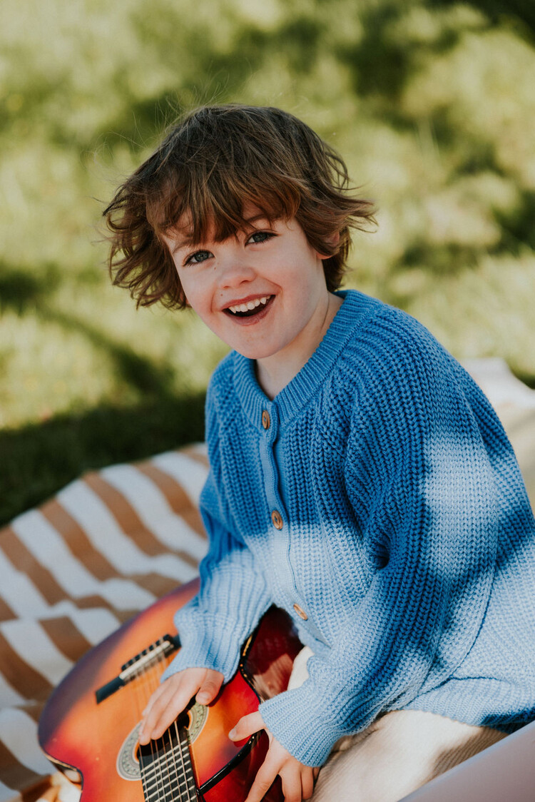 Yuki kidswear Raglan Cardigan - Azure