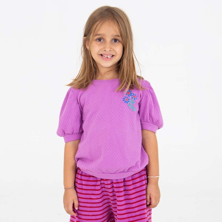 Lotiekids Bloused Jacquard Tee - Flowers Embroidery