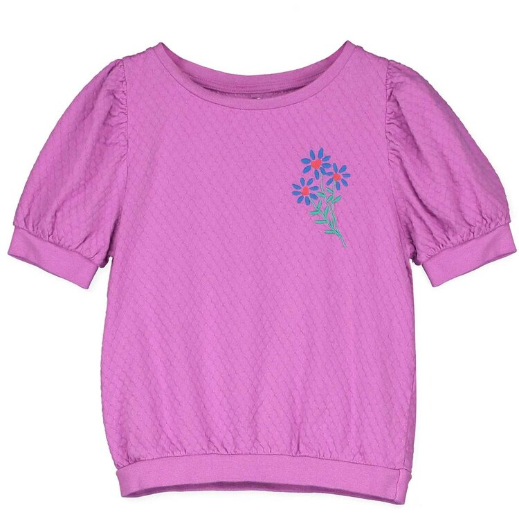 Lotiekids Bloused Jacquard Tee - Flowers Embroidery