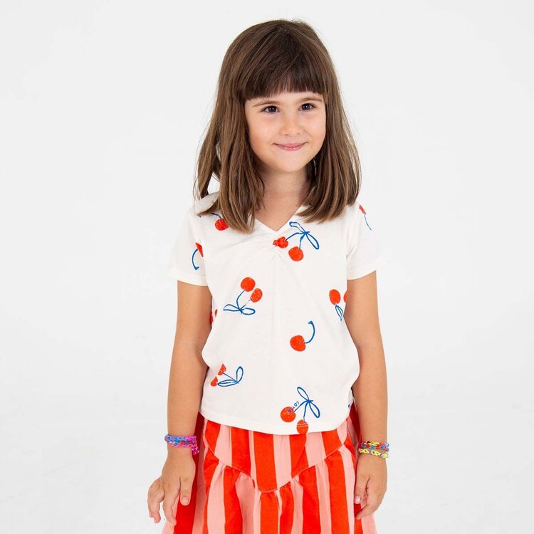 Lotiekids V Neck Tee - Cherries Allover