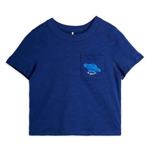 Mini Rodini Planet emb ss tee - blue