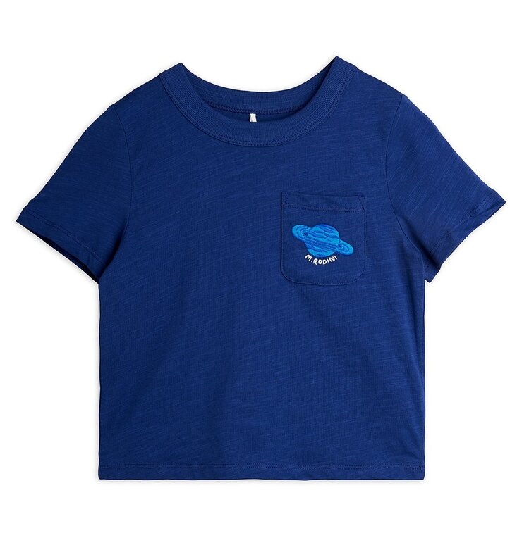 Mini Rodini Planet emb ss tee - blue