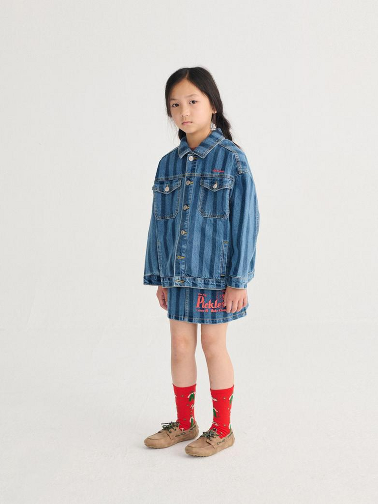 Bobo Choses Pickles The Dog Striped denim skirt