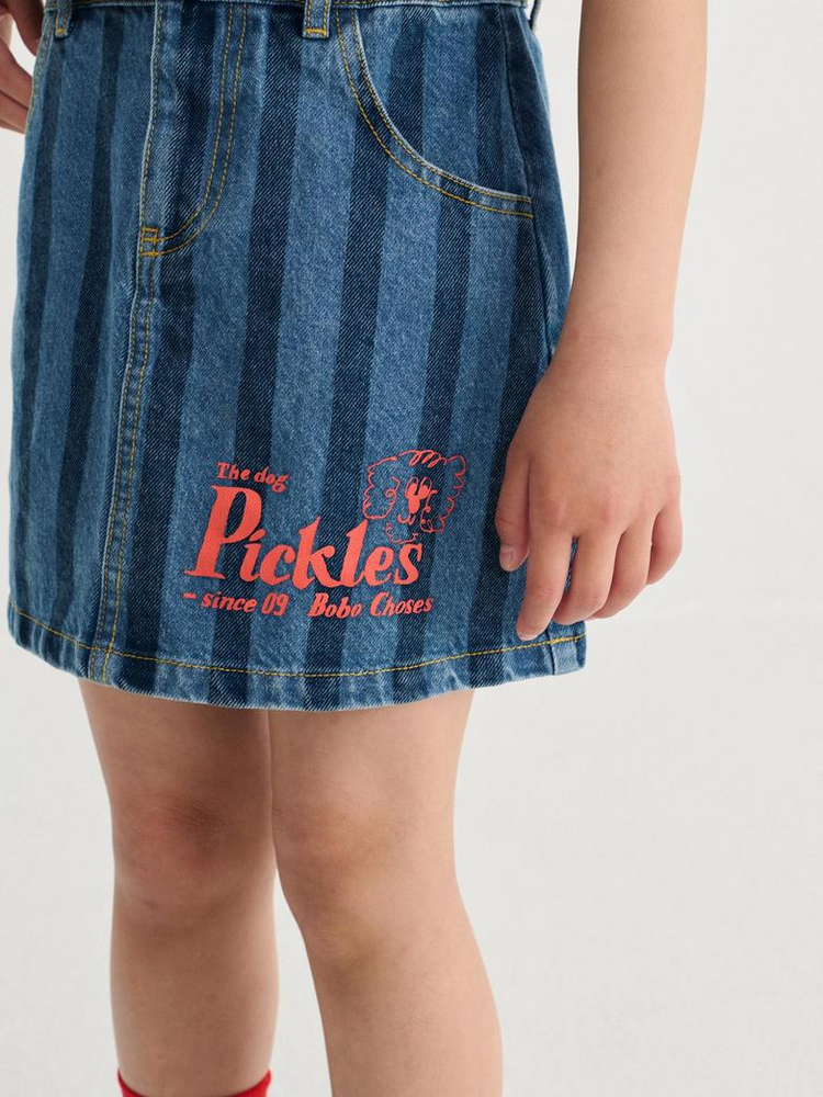 Bobo Choses Pickles The Dog Striped denim skirt