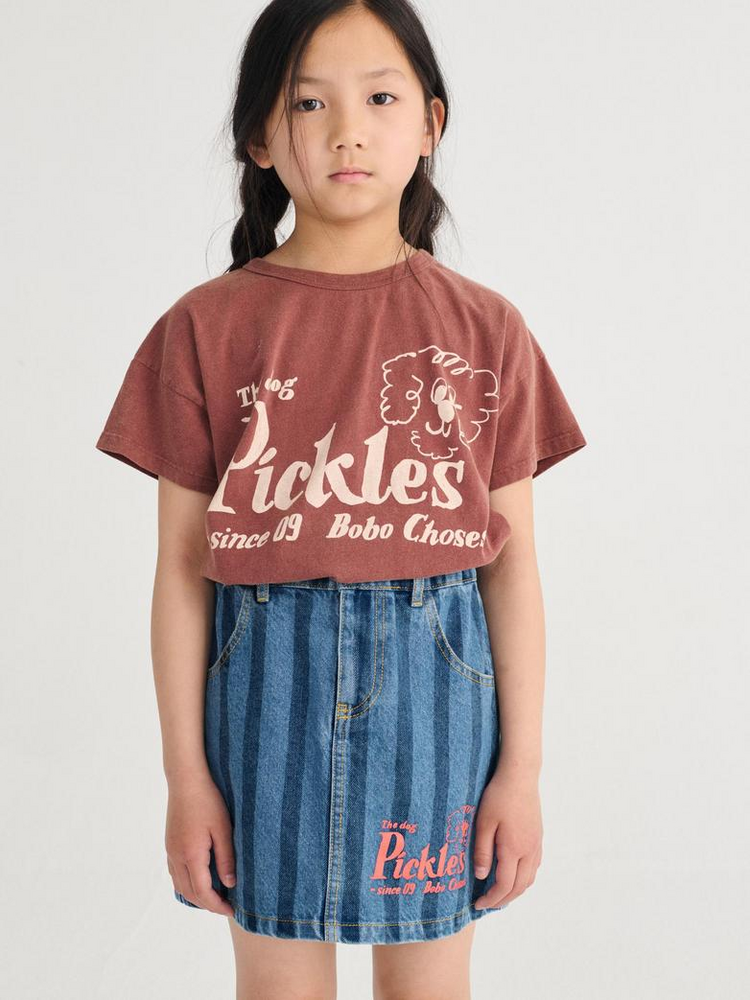 Bobo Choses Pickles The Dog Striped denim skirt