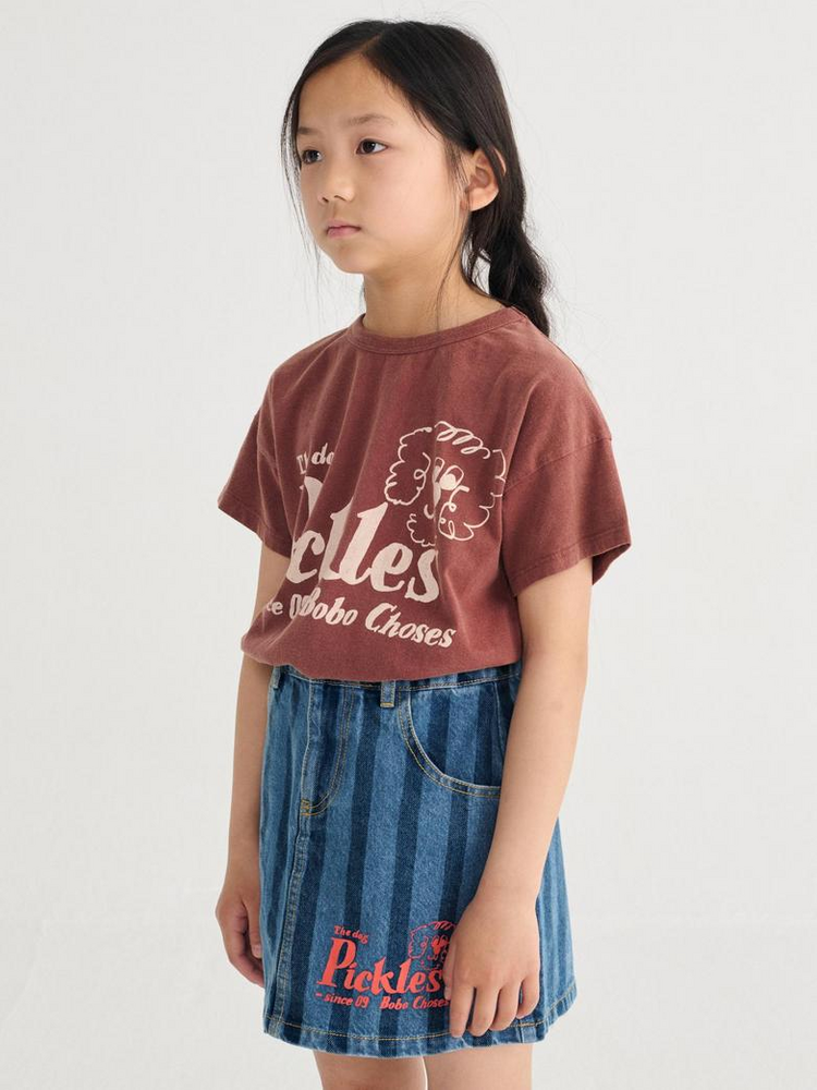 Bobo Choses Pickles The Dog Striped denim skirt