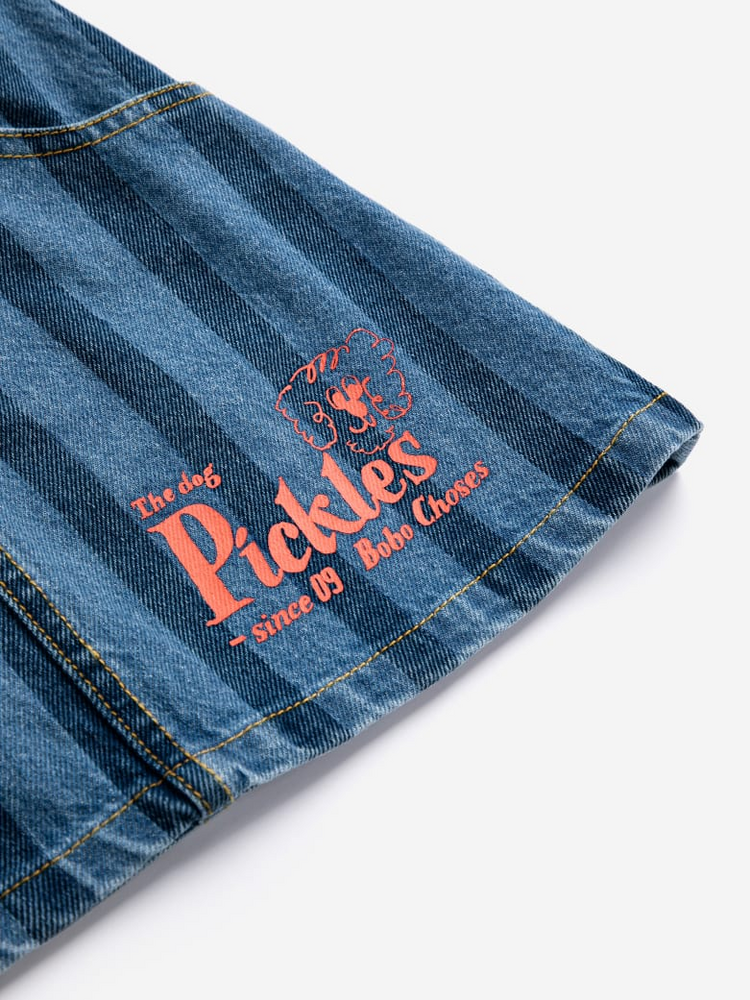 Bobo Choses Pickles The Dog Striped denim skirt