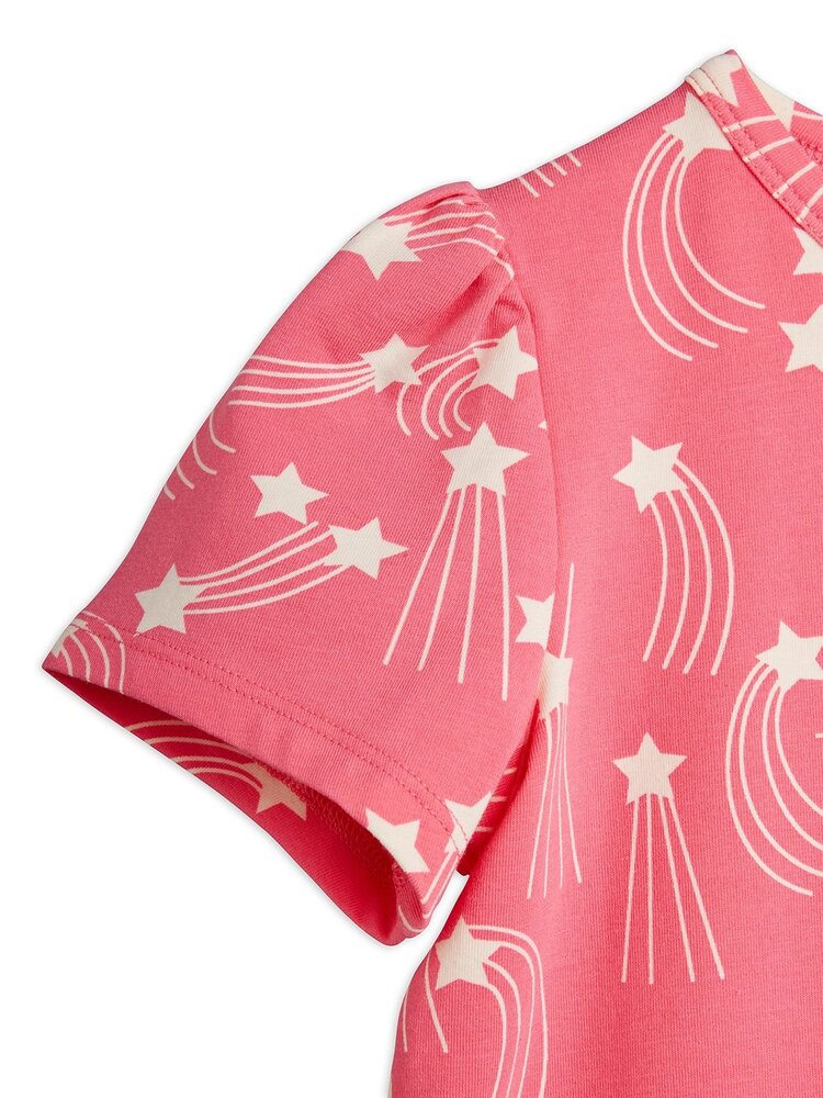Mini Rodini Starfall aop puff sleeve ss top - Pink