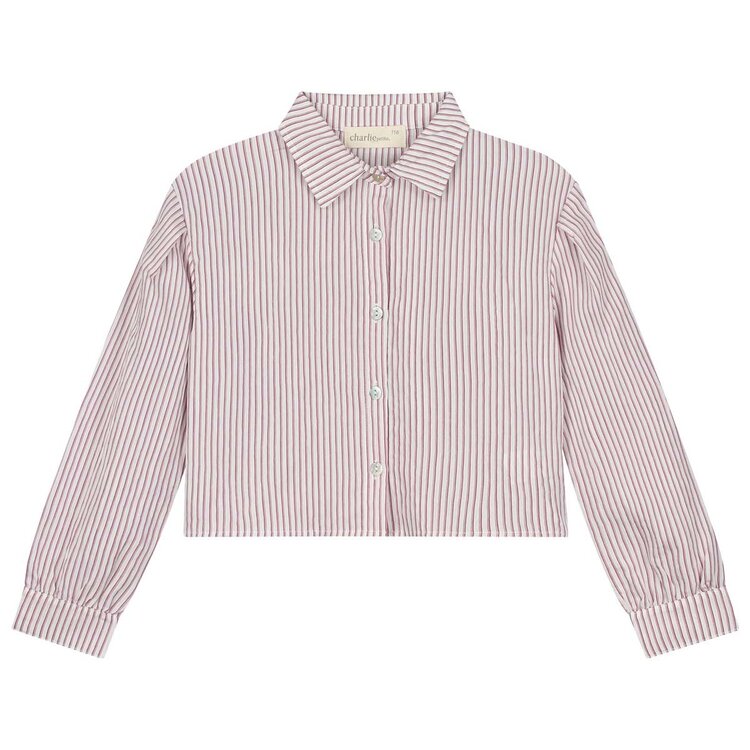 Charlie Petite Gaby Blouse - White/Red Stripes