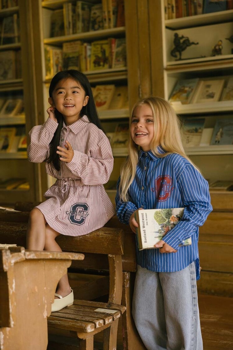 Charlie Petite Gaby Blouse - White/Red Stripes