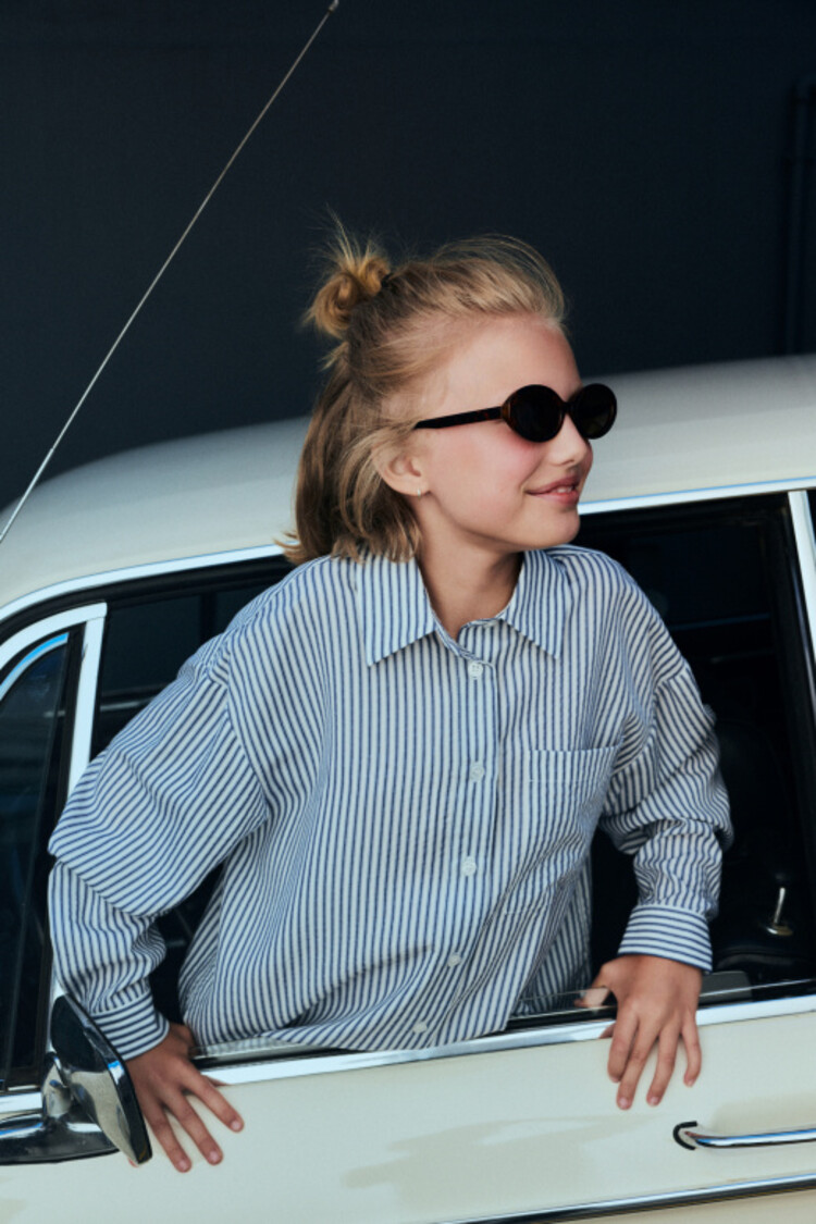 The New Society Alheli Teen Shirt - Summer Midnight Stripes