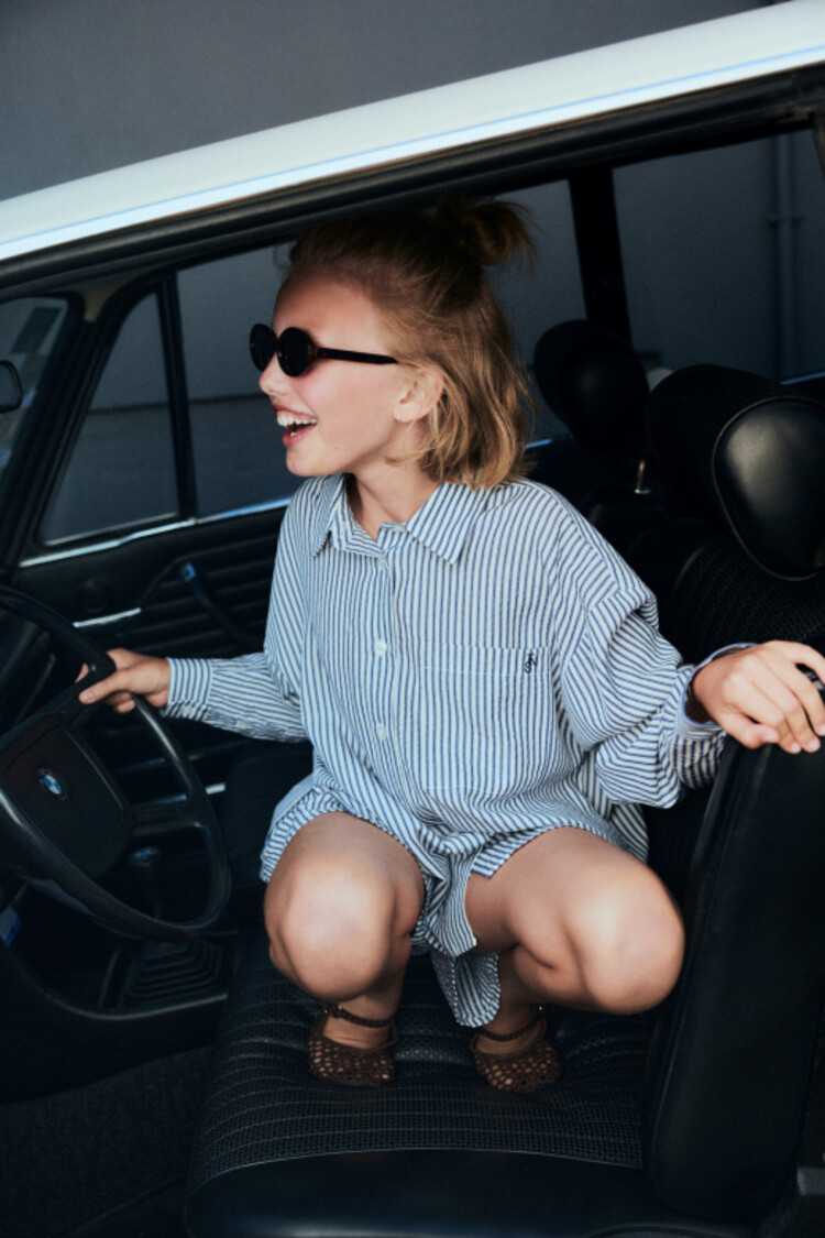 The New Society Alheli Teen Shirt - Summer Midnight Stripes