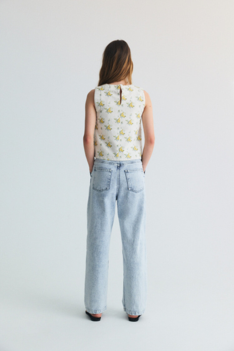 The New Society TNS Pleat Denim Teen Pant - Bleach Denim