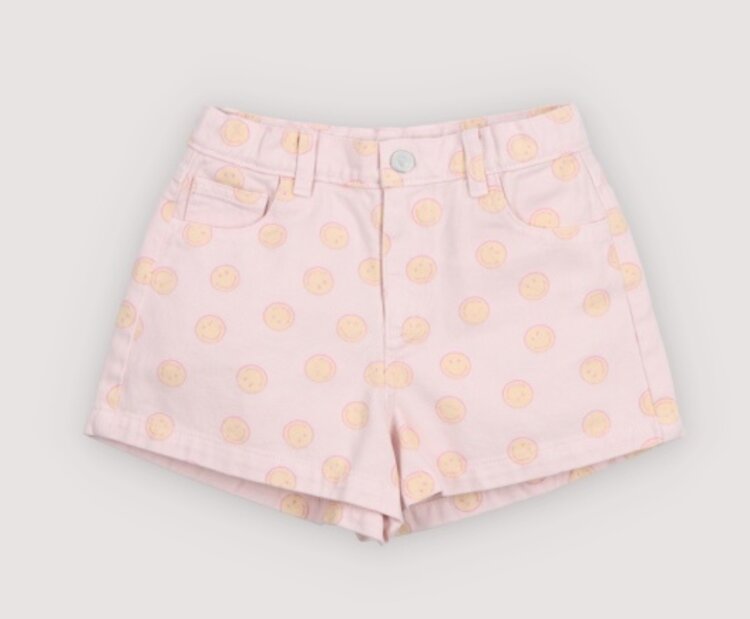 The New Society Smiley Denim Short - Smiley Print