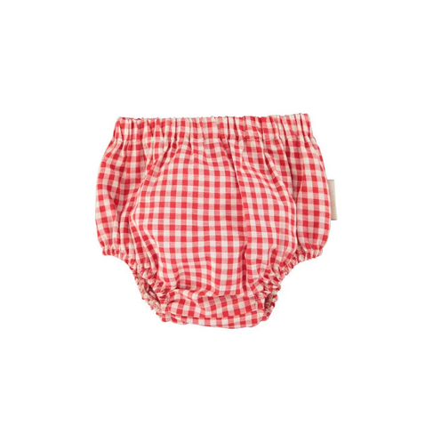 Piupiuchick baby shorties | Baby bloomers - Red & ecru checkered