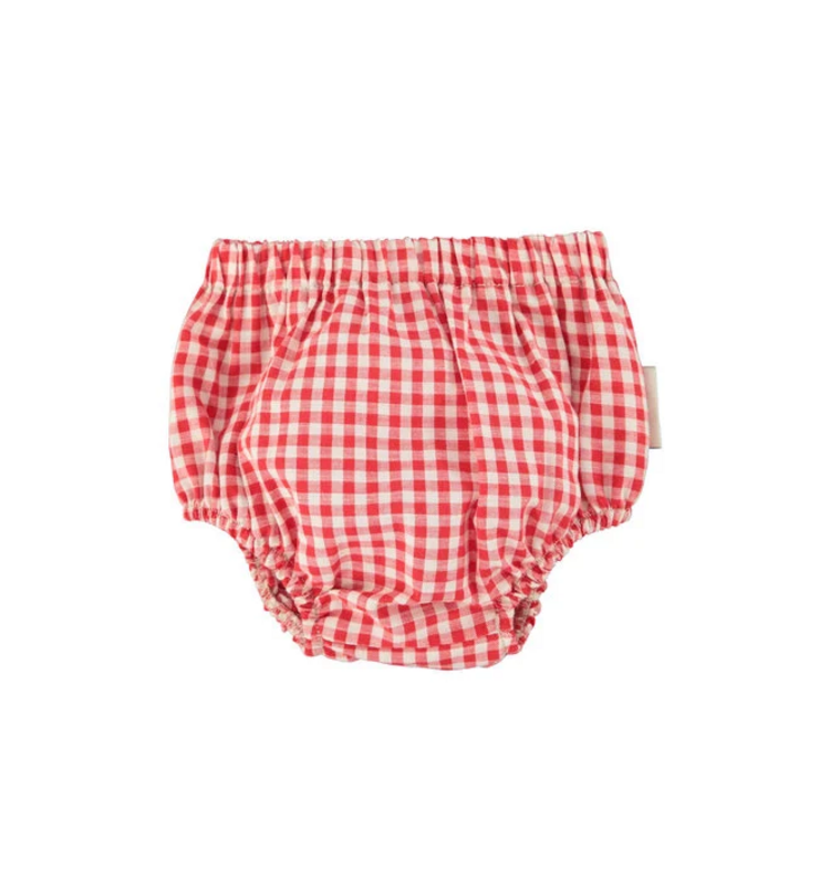 Piupiuchick baby shorties | Baby bloomers - Red & ecru checkered