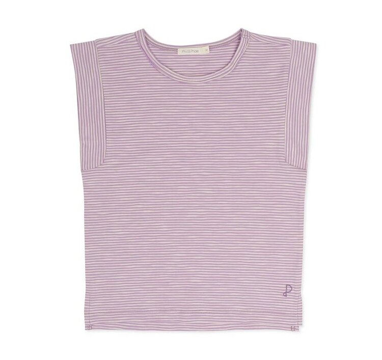 Phil & Phae Boxy tee stripes - bright lilac stripes