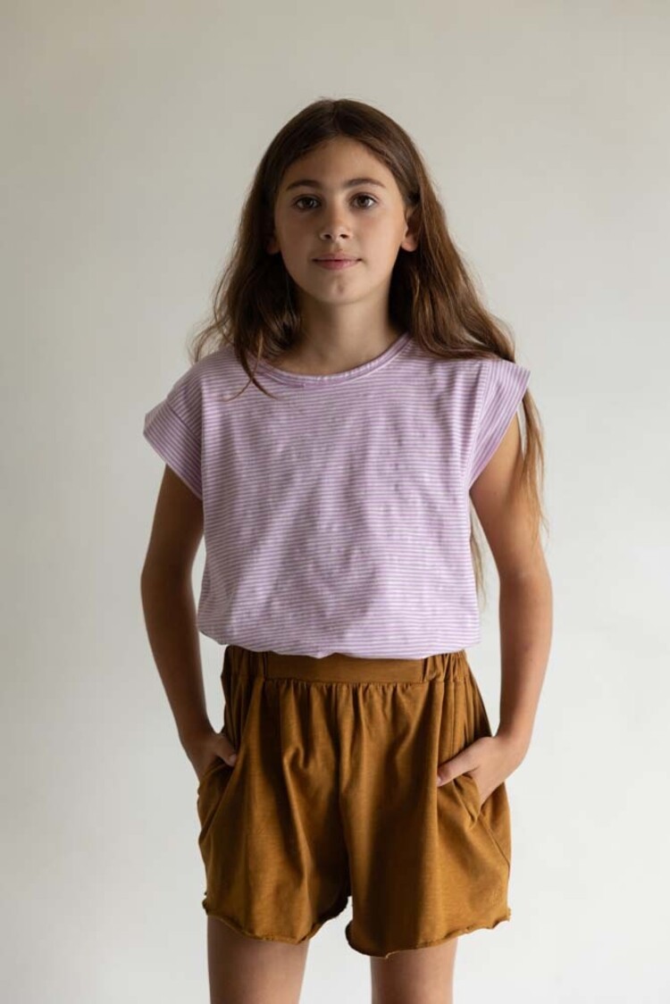 Phil & Phae Boxy tee stripes - bright lilac stripes