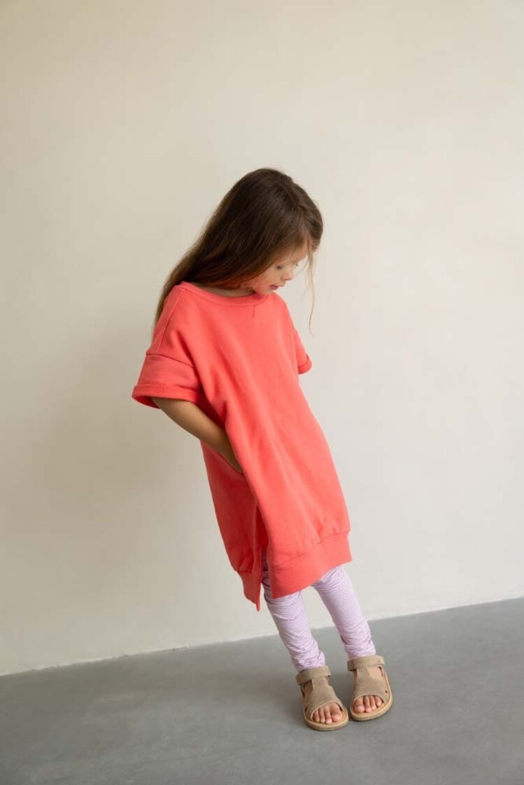 Phil & Phae Chunky sweater dress s/s - coral