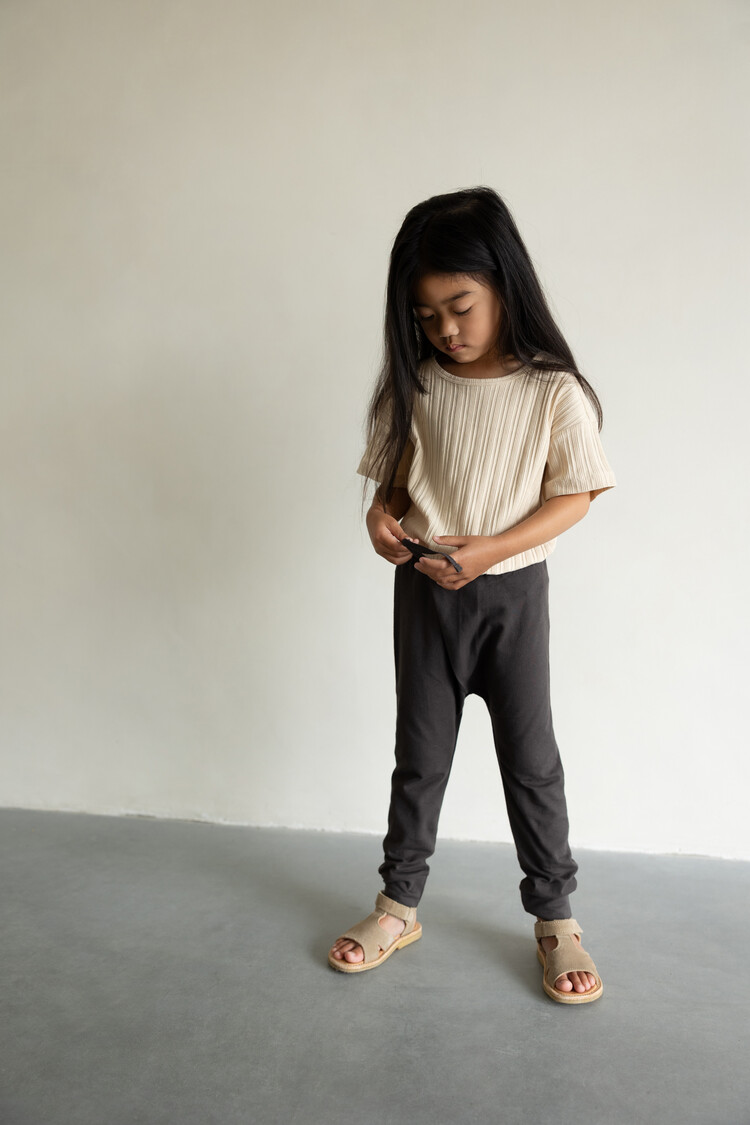 Phil & Phae Multi-rib oversized tee s/s - creamy oat