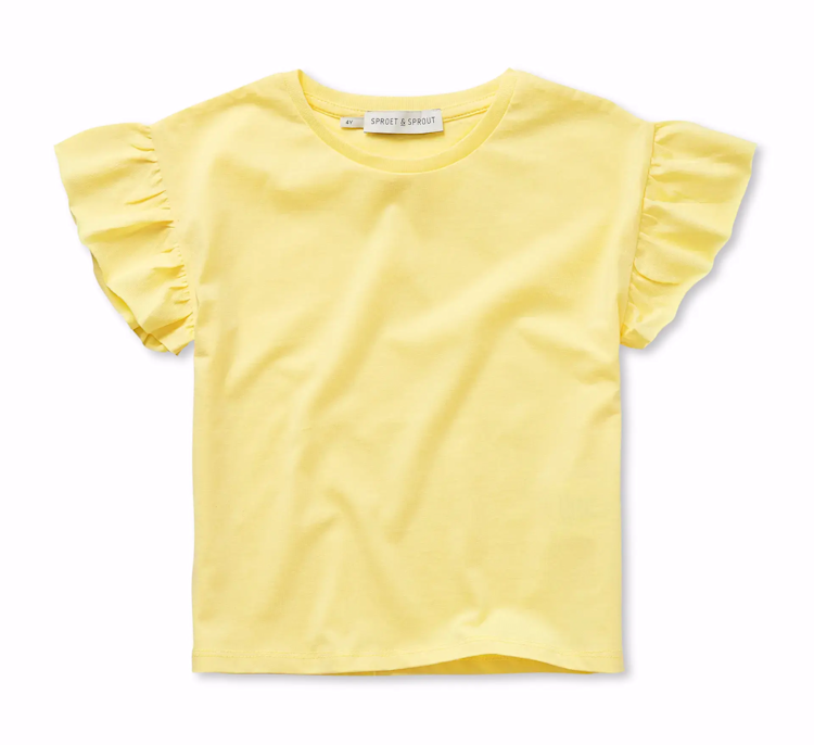 Sproet & Sprout Girls T-shirt Ruffle Sleeve - Pastel Yellow