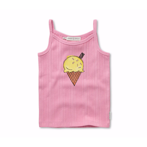 Sproet & Sprout Girls Spaghetti Top Ice Cream - Podium Pink