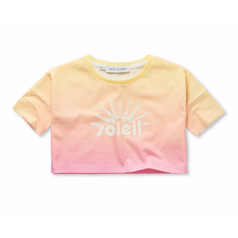 Sproet & Sprout Cropped T-shirt Rainbow Dye - Podium Pink