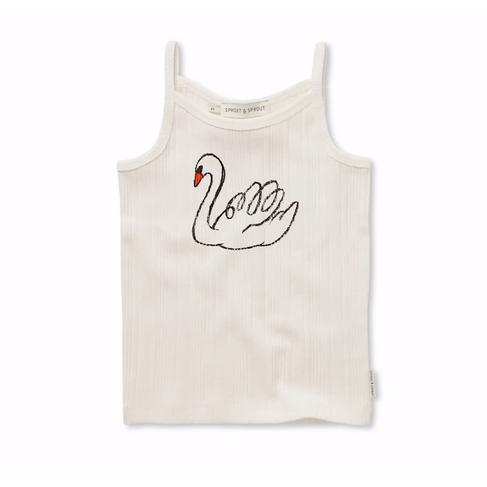 Sproet & Sprout Girls Spaghetti Top Swan - Off-White