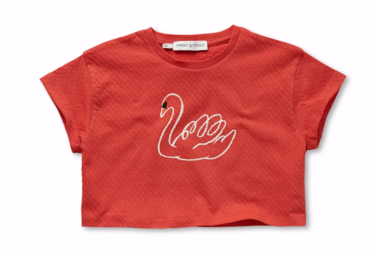 Sproet & Sprout Boxy T-shirt Swan - Fiesta