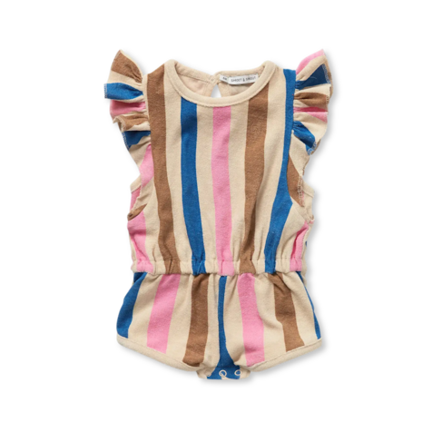 Sproet & Sprout Ruffle Jumpsuit Stripes Print - Sesame